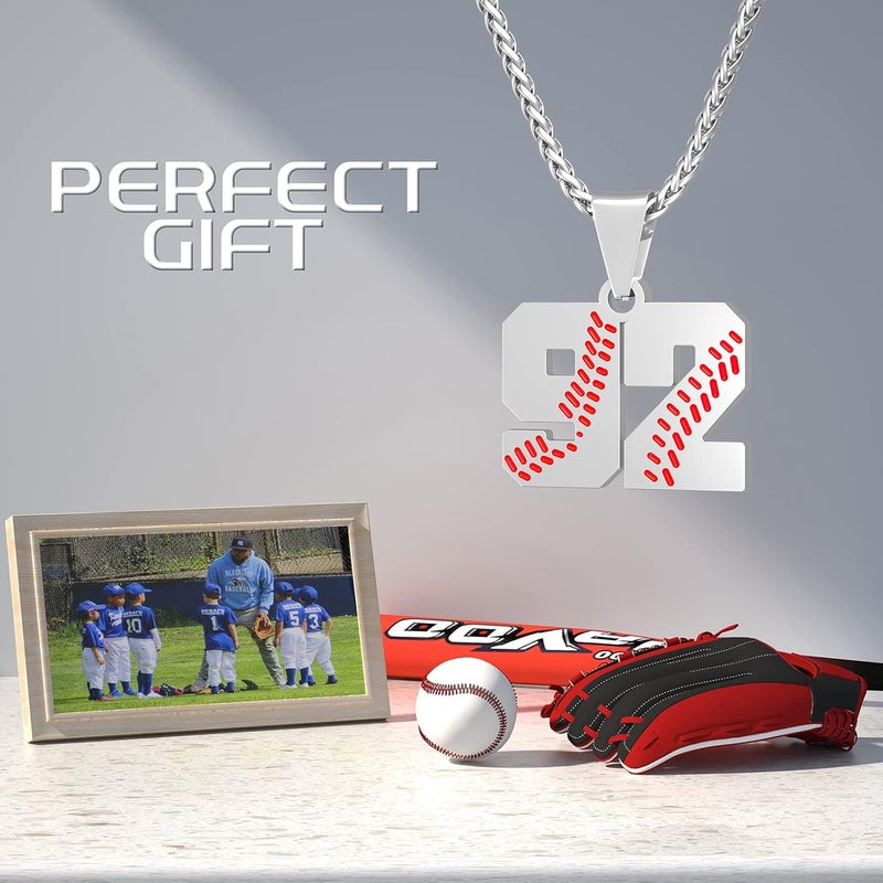 Wikavanli Personalized Baseball Jersey Number 00-99 Necklace - Stainless Steel Baseball Chain Pendant Necklace - Team Jewelry Gift for Boys, Girls, Men, Women - Image 4